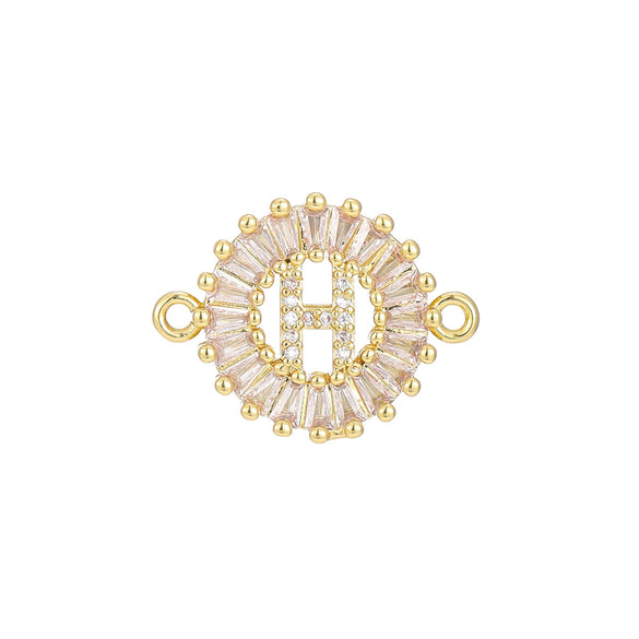 Wholesale Copper Letter Bracelet With Inlaid Zircon And Electroplated Real Gold Flower Accessories