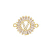 Wholesale Copper Letter Bracelet With Inlaid Zircon And Electroplated Real Gold Flower Accessories