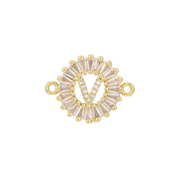 Wholesale Copper Letter Bracelet With Inlaid Zircon And Electroplated Real Gold Flower Accessories