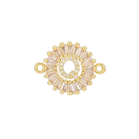 Wholesale Copper Letter Bracelet With Inlaid Zircon And Electroplated Real Gold Flower Accessories