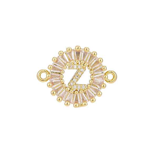 Wholesale Copper Letter Bracelet With Inlaid Zircon And Electroplated Real Gold Flower Accessories