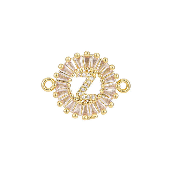 Wholesale Copper Letter Bracelet With Inlaid Zircon And Electroplated Real Gold Flower Accessories