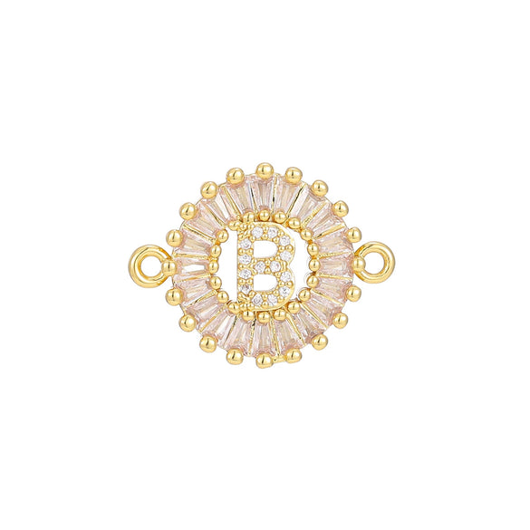 Wholesale Copper Letter Bracelet With Inlaid Zircon And Electroplated Real Gold Flower Accessories