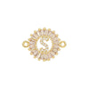 Wholesale Copper Letter Bracelet With Inlaid Zircon And Electroplated Real Gold Flower Accessories