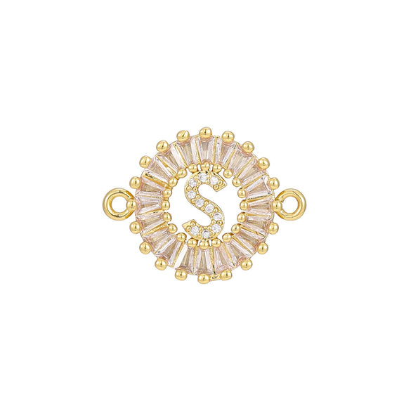 Wholesale Copper Letter Bracelet With Inlaid Zircon And Electroplated Real Gold Flower Accessories