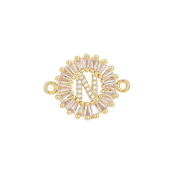 Wholesale Copper Letter Bracelet With Inlaid Zircon And Electroplated Real Gold Flower Accessories