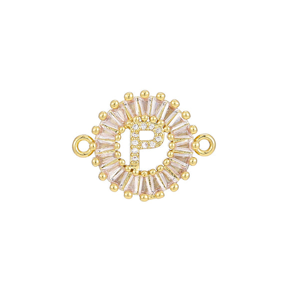 Wholesale Copper Letter Bracelet With Inlaid Zircon And Electroplated Real Gold Flower Accessories