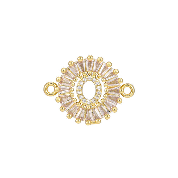 Wholesale Copper Letter Bracelet With Inlaid Zircon And Electroplated Real Gold Flower Accessories