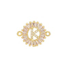 Wholesale Copper Letter Bracelet With Inlaid Zircon And Electroplated Real Gold Flower Accessories