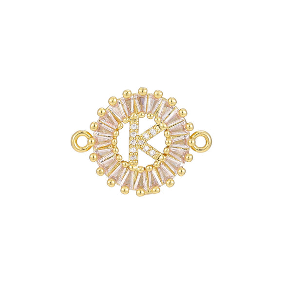 Wholesale Copper Letter Bracelet With Inlaid Zircon And Electroplated Real Gold Flower Accessories