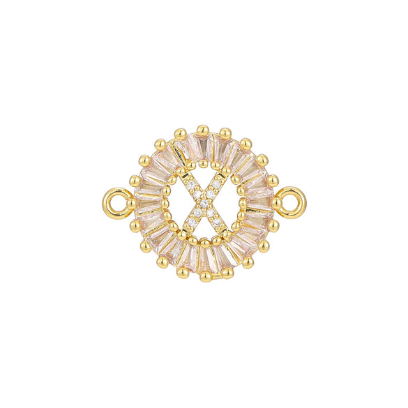 Wholesale Copper Letter Bracelet With Inlaid Zircon And Electroplated Real Gold Flower Accessories