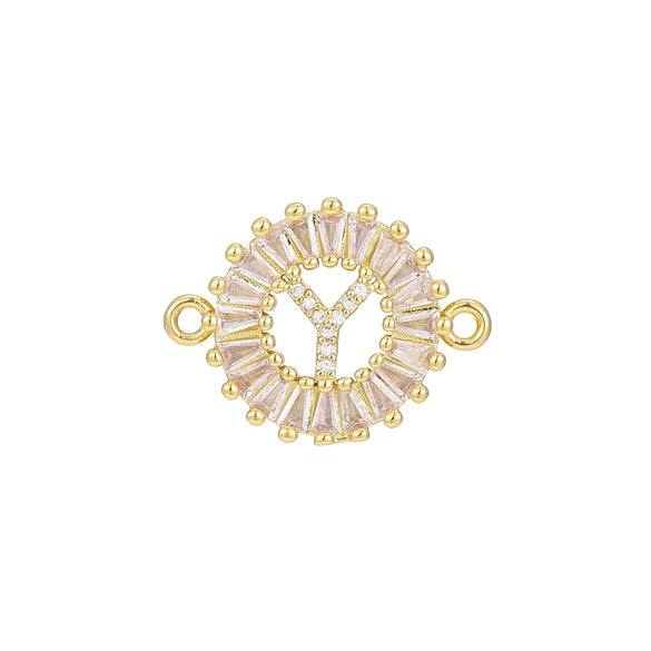 Wholesale Copper Letter Bracelet With Inlaid Zircon And Electroplated Real Gold Flower Accessories