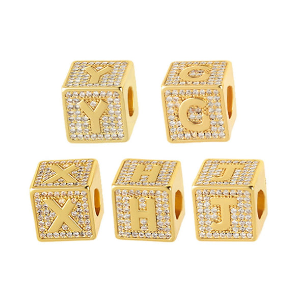 Wholesale Copper Letter Necklace Pendant Electroplated Inlaid Zircon For Girls