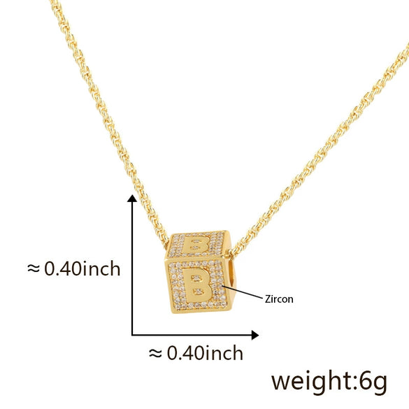 Wholesale Copper Letter Necklace Pendant Electroplated Inlaid Zircon For Girls