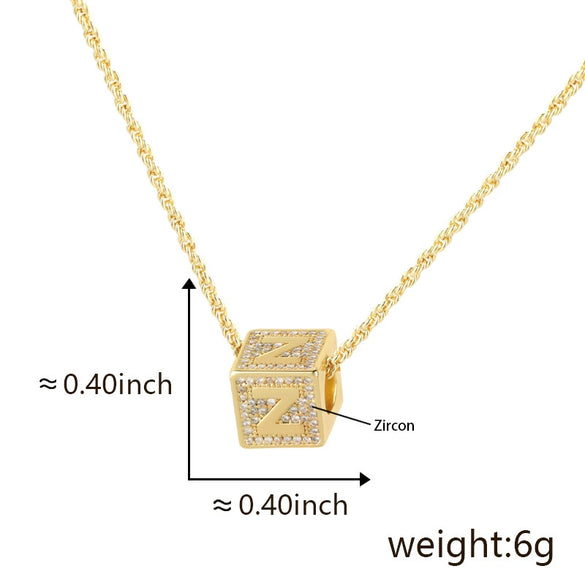 Wholesale Copper Letter Necklace Pendant Electroplated Inlaid Zircon For Girls