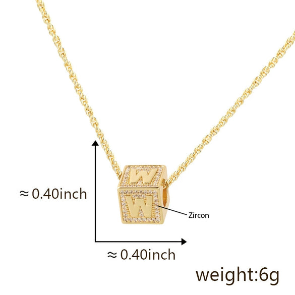 Wholesale Copper Letter Necklace Pendant Electroplated Inlaid Zircon For Girls