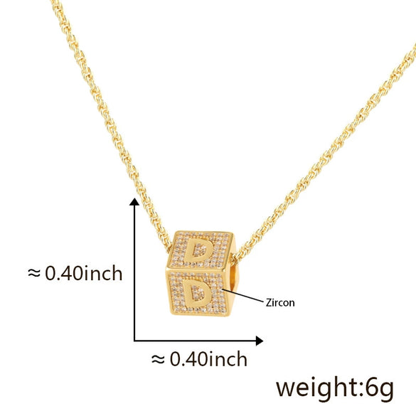 Wholesale Copper Letter Necklace Pendant Electroplated Inlaid Zircon For Girls