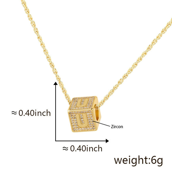 Wholesale Copper Letter Necklace Pendant Electroplated Inlaid Zircon For Girls