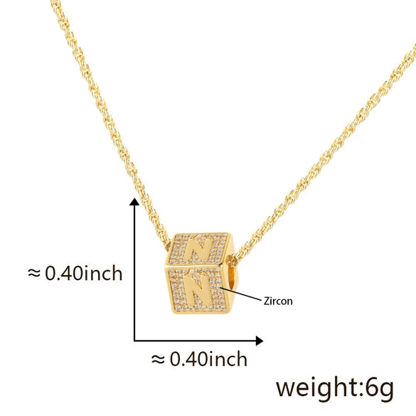 Wholesale Copper Letter Necklace Pendant Electroplated Inlaid Zircon For Girls