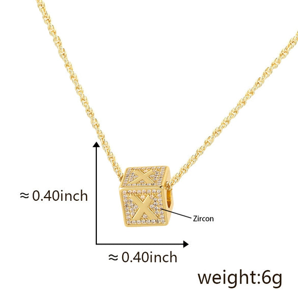 Wholesale Copper Letter Necklace Pendant Electroplated Inlaid Zircon For Girls