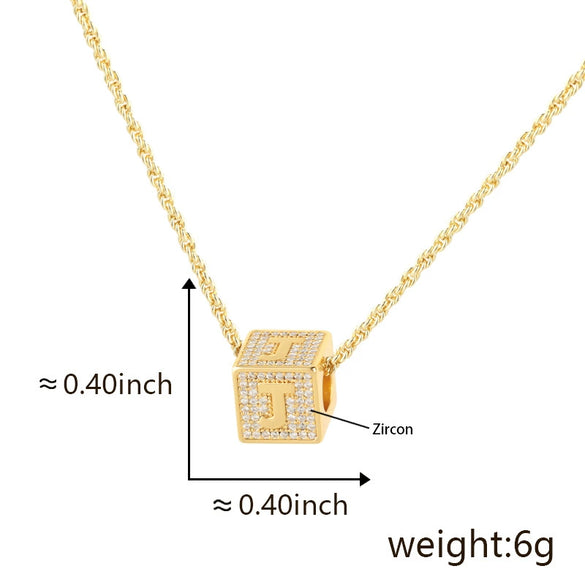 Wholesale Copper Letter Necklace Pendant Electroplated Inlaid Zircon For Girls
