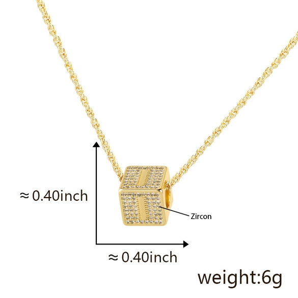 Wholesale Copper Letter Necklace Pendant Electroplated Inlaid Zircon For Girls