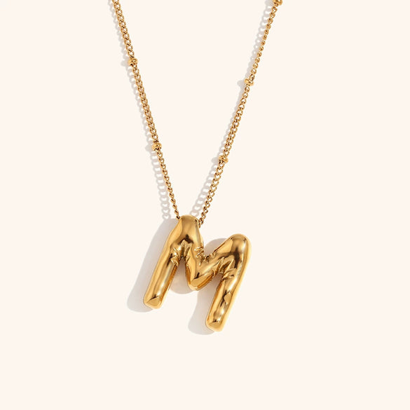 Wholesale Copper Letter Pendant Necklace With Bamboo Chain And Electroplating Treatment