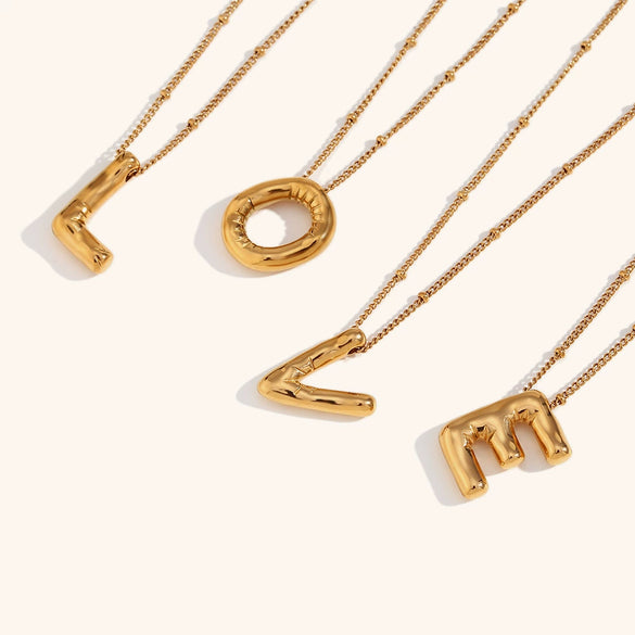 Wholesale Copper Letter Pendant Necklace With Bamboo Chain And Electroplating Treatment