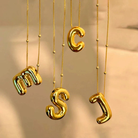 Wholesale Copper Letter Pendant Necklace With Bamboo Chain And Electroplating Treatment