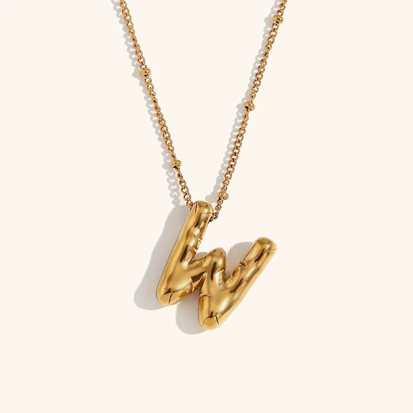 Wholesale Copper Letter Pendant Necklace With Bamboo Chain And Electroplating Treatment