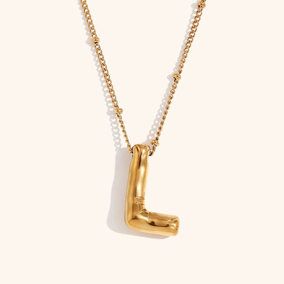 Wholesale Copper Letter Pendant Necklace With Bamboo Chain And Electroplating Treatment