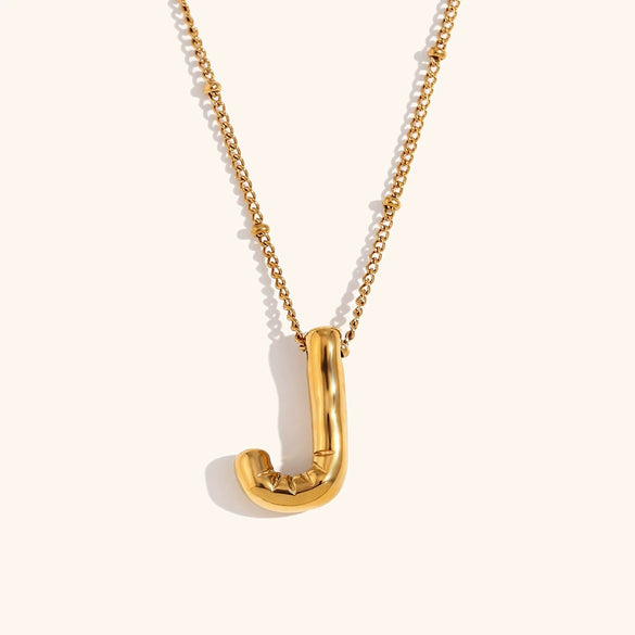 Wholesale Copper Letter Pendant Necklace With Bamboo Chain And Electroplating Treatment