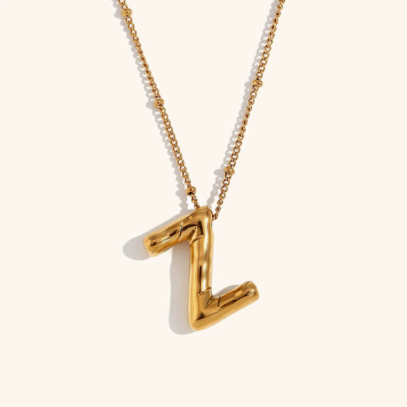 Wholesale Copper Letter Pendant Necklace With Bamboo Chain And Electroplating Treatment