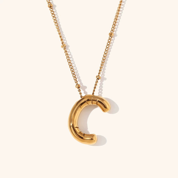 Wholesale Copper Letter Pendant Necklace With Bamboo Chain And Electroplating Treatment