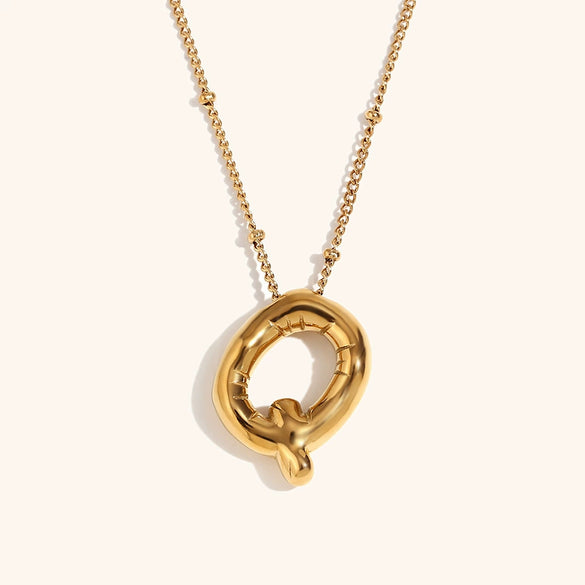 Wholesale Copper Letter Pendant Necklace With Bamboo Chain And Electroplating Treatment