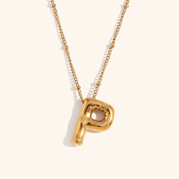 Wholesale Copper Letter Pendant Necklace With Bamboo Chain And Electroplating Treatment