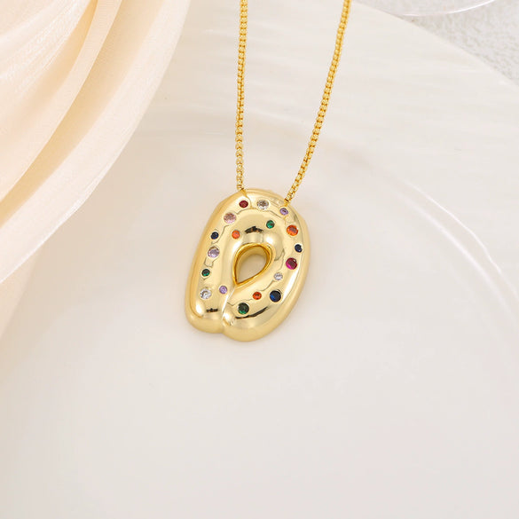 Wholesale Copper Letter Pendant Necklace With Smooth Color And Zircon Inlay Hip Hop Style Creative And Personalized