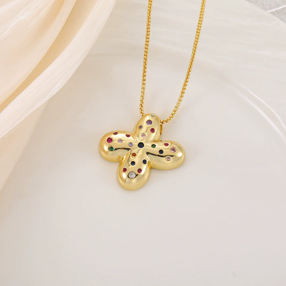 Wholesale Copper Letter Pendant Necklace With Smooth Color And Zircon Inlay Hip Hop Style Creative And Personalized