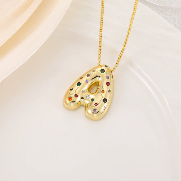 Wholesale Copper Letter Pendant Necklace With Smooth Color And Zircon Inlay Hip Hop Style Creative And Personalized