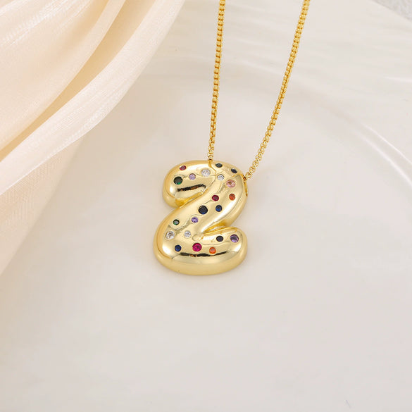 Wholesale Copper Letter Pendant Necklace With Smooth Color And Zircon Inlay Hip Hop Style Creative And Personalized