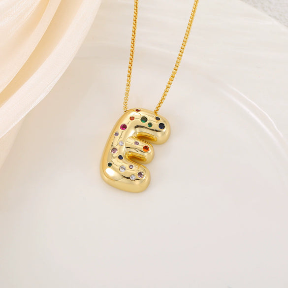 Wholesale Copper Letter Pendant Necklace With Smooth Color And Zircon Inlay Hip Hop Style Creative And Personalized