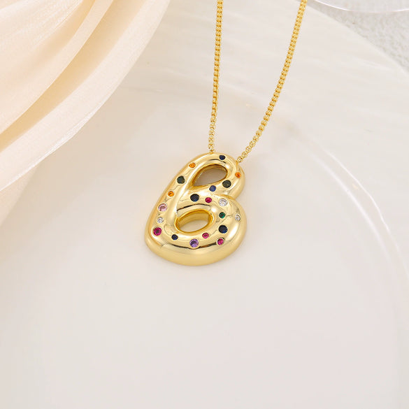 Wholesale Copper Letter Pendant Necklace With Smooth Color And Zircon Inlay Hip Hop Style Creative And Personalized