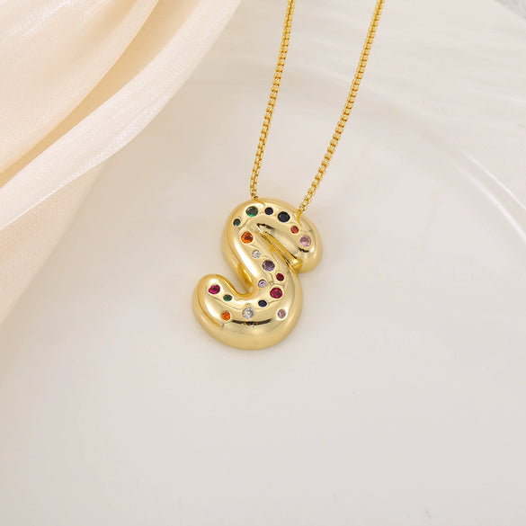 Wholesale Copper Letter Pendant Necklace With Smooth Color And Zircon Inlay Hip Hop Style Creative And Personalized