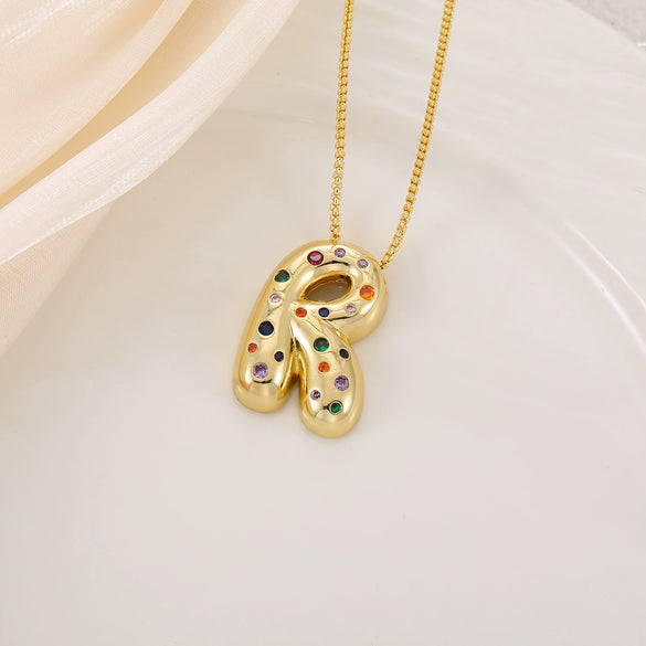 Wholesale Copper Letter Pendant Necklace With Smooth Color And Zircon Inlay Hip Hop Style Creative And Personalized