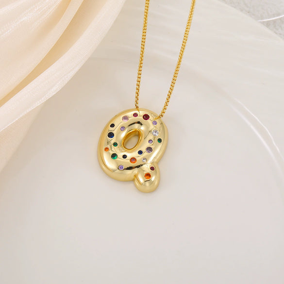 Wholesale Copper Letter Pendant Necklace With Smooth Color And Zircon Inlay Hip Hop Style Creative And Personalized