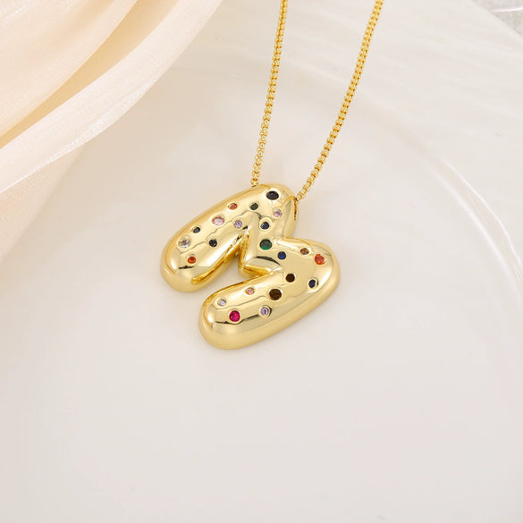 Wholesale Copper Letter Pendant Necklace With Smooth Color And Zircon Inlay Hip Hop Style Creative And Personalized