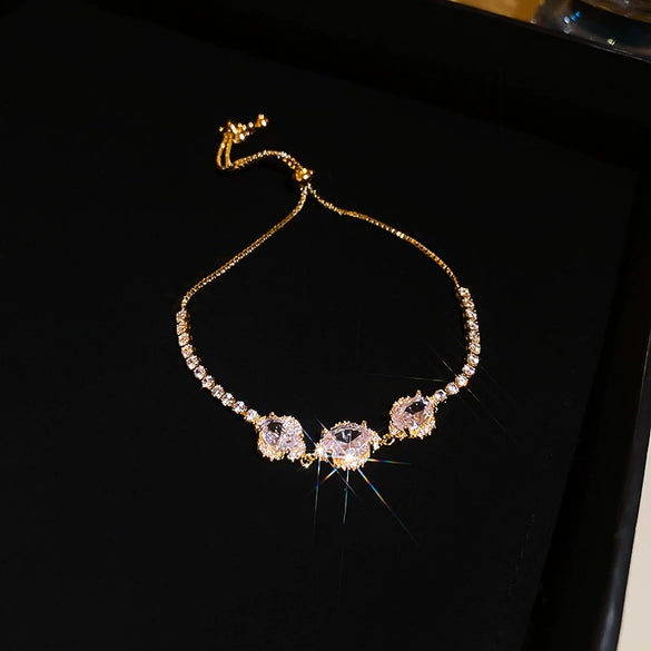 Wholesale Copper Letter Zirconia Inlayed Fashion Exquisite Cold Style Light Luxury High End Feeling Temperament Women's Bracelet