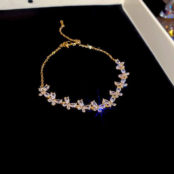 Wholesale Copper Letter Zirconia Inlayed Fashion Exquisite Cold Style Light Luxury High End Feeling Temperament Women's Bracelet