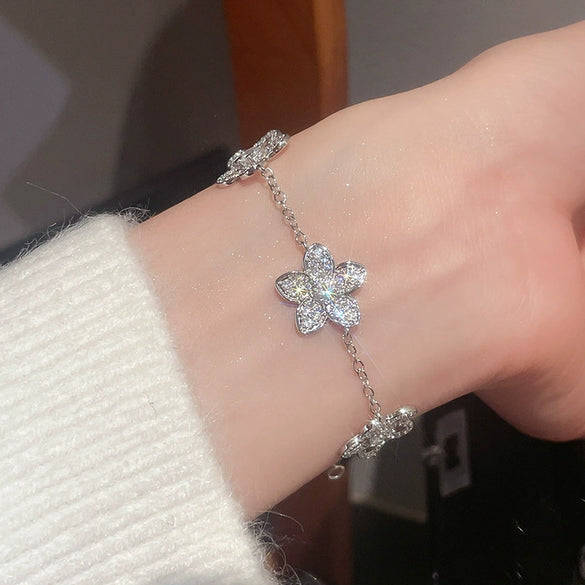 Wholesale Copper Letter Zirconia Inlayed Fashion Exquisite Cold Style Light Luxury High End Feeling Temperament Women's Bracelet