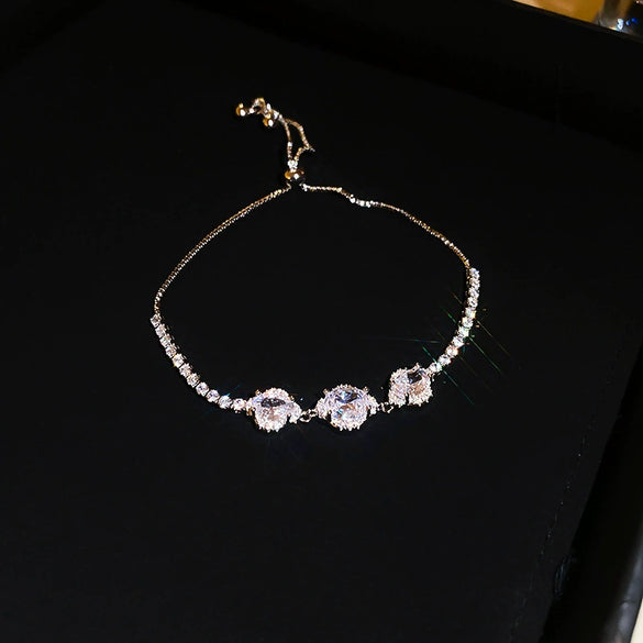 Wholesale Copper Letter Zirconia Inlayed Fashion Exquisite Cold Style Light Luxury High End Feeling Temperament Women's Bracelet